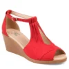 Journee Collection Womens Kedzie Wedge Sandal - Red -Shoe Promotion Shop US 01 102268 00