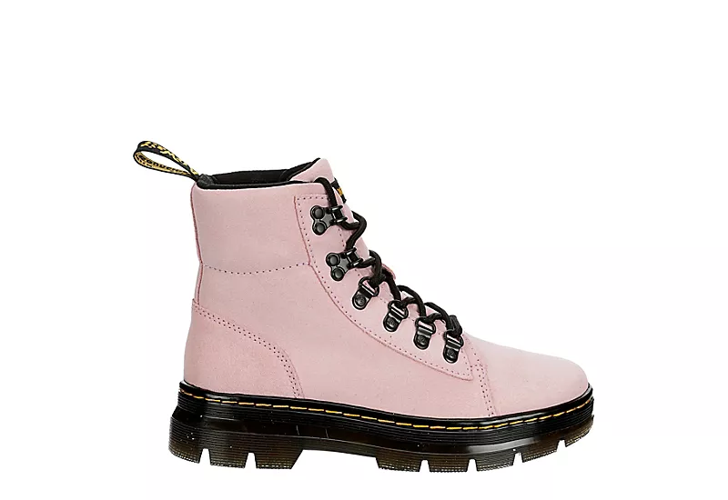 Dr. Martens Dr.martens Womens Combs Suede Combat Boot - Pale Pink 4 Dr. Martens Dr.martens Womens Combs Suede Combat Boot - Pale Pink - Image 2