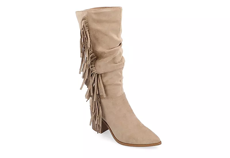 Journee Collection Womens Hartly Fringed Wide Calf Dress Boot - Taupe 3 Journee Collection Womens Hartly Fringed Wide Calf Dress Boot - Taupe