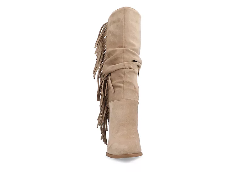 Journee Collection Womens Hartly Fringed Wide Calf Dress Boot - Taupe 5 Journee Collection Womens Hartly Fringed Wide Calf Dress Boot - Taupe - Image 3
