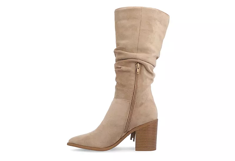 Journee Collection Womens Hartly Fringed Wide Calf Dress Boot - Taupe 6 Journee Collection Womens Hartly Fringed Wide Calf Dress Boot - Taupe - Image 4