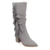 Journee Collection Womens Hartly Fringed Wide Calf Dress Boot - Grey -Shoe Promotion Shop US 01 303179 00