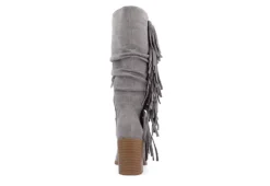 Journee Collection Womens Hartly Fringed Wide Calf Dress Boot - Grey -Shoe Promotion Shop US 01 303179 04