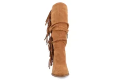 Journee Collection Womens Hartly Fringed Wide Calf Dress Boot - Tan -Shoe Promotion Shop US 01 303180 02
