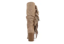 Journee Collection Womens Hartly Fringed Extra Wide Calf Dress Boot - Taupe -Shoe Promotion Shop US 01 303183 04