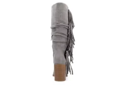 Journee Collection Womens Hartly Fringed Extra Wide Calf Dress Boot - Grey -Shoe Promotion Shop US 01 303184 04