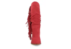 Journee Collection Womens Hartly Fringed Extra Wide Calf Dress Boot - Red -Shoe Promotion Shop US 01 303199 02
